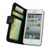 iPhone SE 5 5s - Top Quality Genuine Leather 2 in 1 Detachable Magnetic Flip Wallet Protective Phone Cover Case - Black